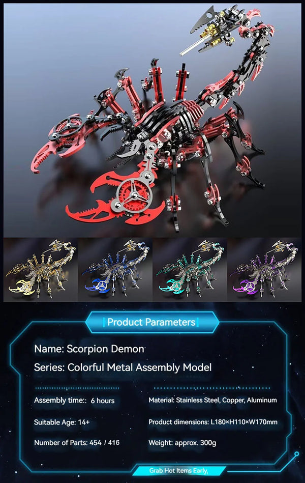 DIY Assembly 3D Metal Mechanical Model Kit – Scorpion, Cheetah, Wasp, Falcon, Pterosaur & Phoenix