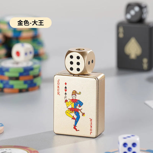 Rotating Dice Playing Cards Windproof Green Flame Gas Lighter – Novelty Collectible Pocket Lighter