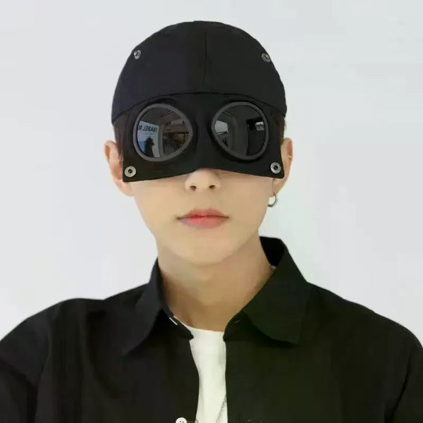 Trendy Backwards Baseball Cap with Built-in Sunglasses – Unisex Style