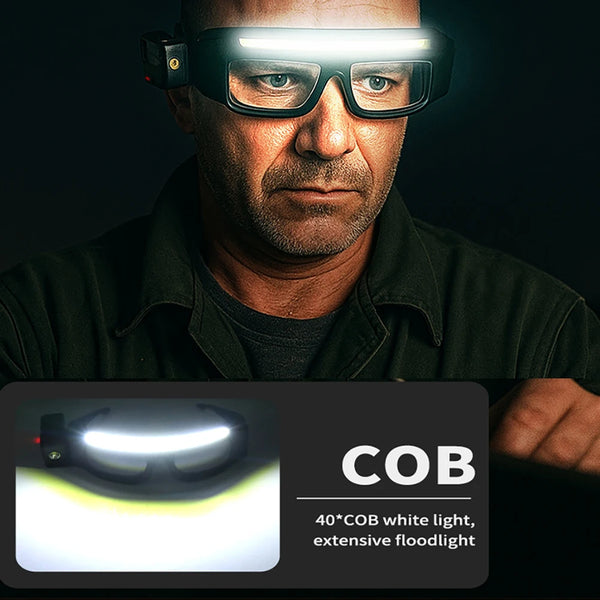 Safety Glasses with Built-In LED Lights – Anti-Fog Type-C Rechargeable Protective Glasses for Cycling, Welding & Outdoor Use