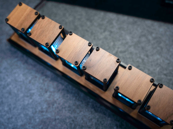 Luxury Nixie Glow Tube Clock – Wood DIY RGB Digital Desk Clock