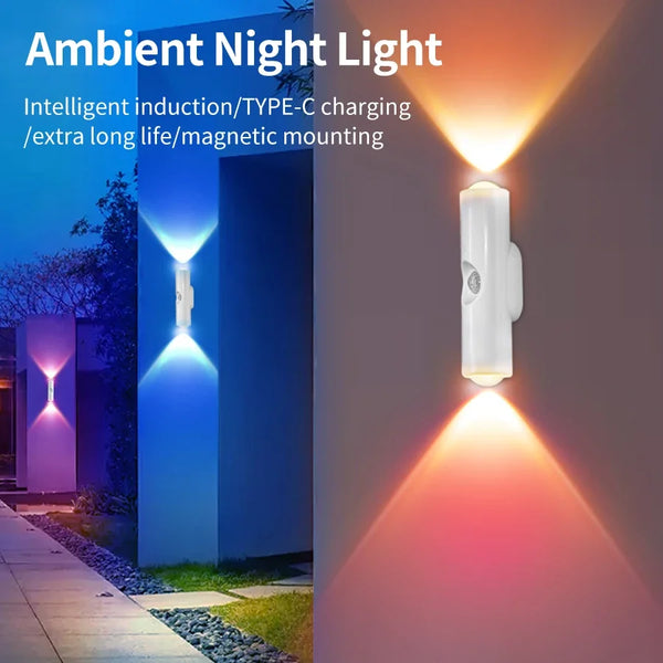 LED Motion Sensor Night Light – RGB Color Changing Wireless Magnetic Rechargeable Wall Lamp