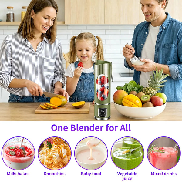 450ml Portable Juicer Blender Cup – 12-Blade Rechargeable Smoothie Maker