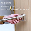 Adjustable Stainless Steel Shower Curtain Rod – No-Drill Telescopic Pole