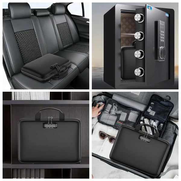 Hard-Shell Fireproof Document Box with Lock – Portable Secure Organizer for Home, Office & Travel