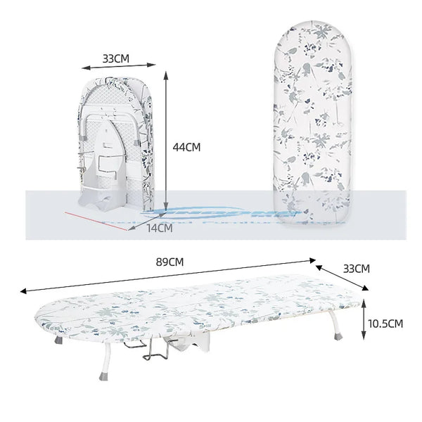 Folding Desktop Ironing Board with Reinforced Frame and Built-In Clothes Storage