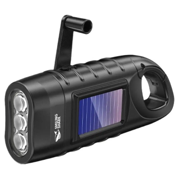 Solar Hand Crank LED Emergency Light with 200m Range & Weatherproof Hook