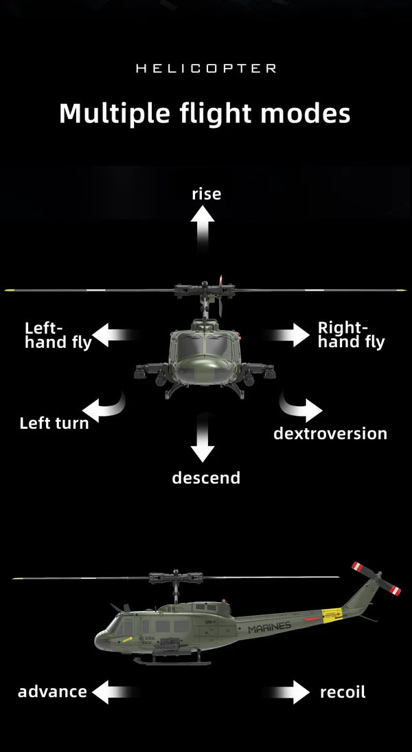 RC ERA C032 (UH-1) 6-Channel Stunt Helicopter – Aileron-Free Reverse Flight Electric Remote-Controlled Model
