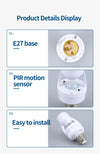 Smart Motion Sensor Light Bulb Holder – E27 PIR Auto On/Off Adapter (AC 110V–220V)