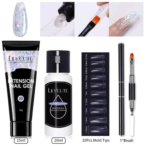 SearchFindOrder 009 Blossom Gel French Elegance Nail Kit 15ml Quick Extension Gel Set Soak Off Formula for DIY Manicures and Nail Art Perfection