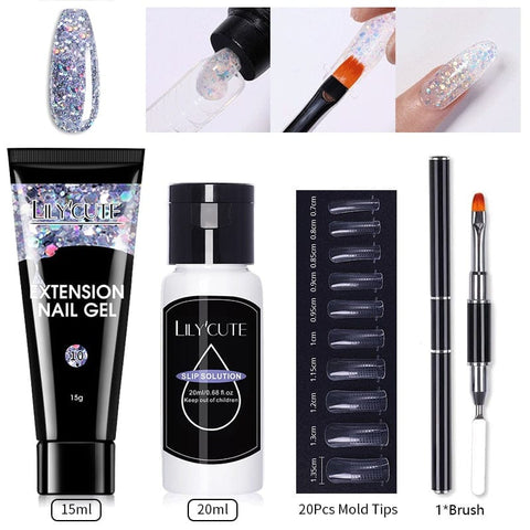 SearchFindOrder 010 Blossom Gel French Elegance Nail Kit 15ml Quick Extension Gel Set Soak Off Formula for DIY Manicures and Nail Art Perfection