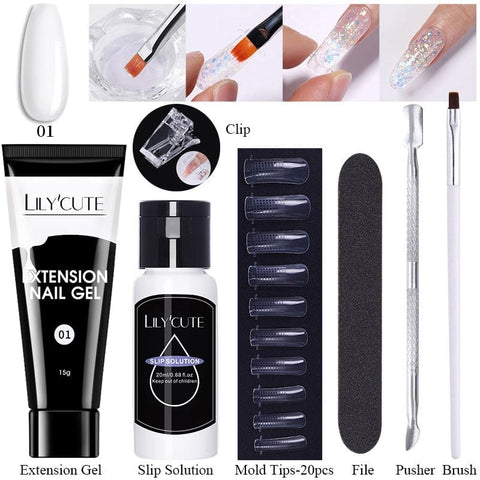 SearchFindOrder 016 Blossom Gel French Elegance Nail Kit 15ml Quick Extension Gel Set Soak Off Formula for DIY Manicures and Nail Art Perfection