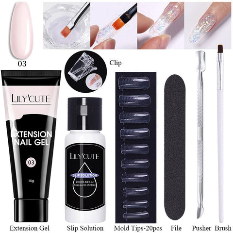 SearchFindOrder 018 Blossom Gel French Elegance Nail Kit 15ml Quick Extension Gel Set Soak Off Formula for DIY Manicures and Nail Art Perfection