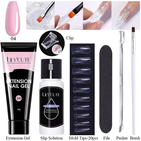 SearchFindOrder 019 Blossom Gel French Elegance Nail Kit 15ml Quick Extension Gel Set Soak Off Formula for DIY Manicures and Nail Art Perfection