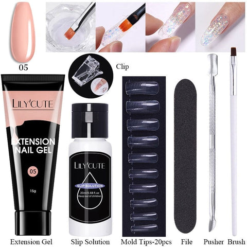 SearchFindOrder 020 Blossom Gel French Elegance Nail Kit 15ml Quick Extension Gel Set Soak Off Formula for DIY Manicures and Nail Art Perfection