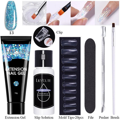 SearchFindOrder 028 Blossom Gel French Elegance Nail Kit 15ml Quick Extension Gel Set Soak Off Formula for DIY Manicures and Nail Art Perfection