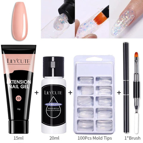 SearchFindOrder 035 Blossom Gel French Elegance Nail Kit 15ml Quick Extension Gel Set Soak Off Formula for DIY Manicures and Nail Art Perfection