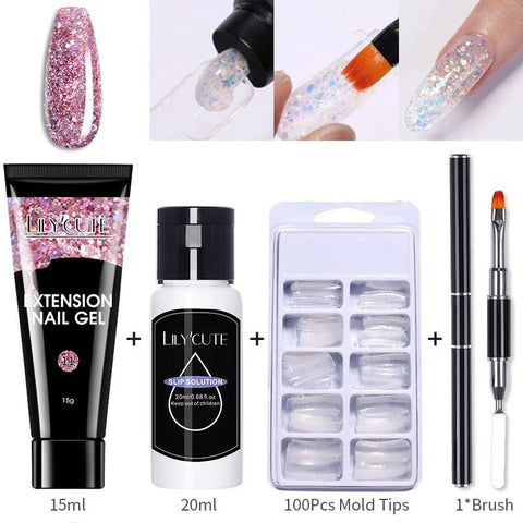 SearchFindOrder 041 Blossom Gel French Elegance Nail Kit 15ml Quick Extension Gel Set Soak Off Formula for DIY Manicures and Nail Art Perfection