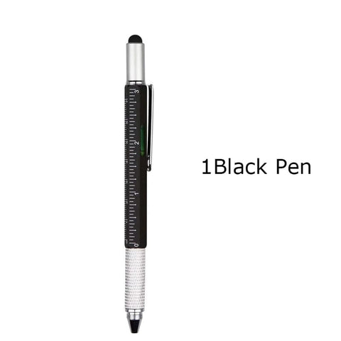 SearchFindOrder 1 Black Pen Multifunctional 6-in-1 Precision Pen Screwdriver Ruler Caliper Touchscreen Stylus Level and Ballpoint Pen