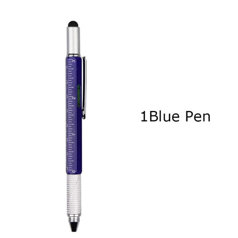 SearchFindOrder 1 Blue Pen Multifunctional 6-in-1 Precision Pen Screwdriver Ruler Caliper Touchscreen Stylus Level and Ballpoint Pen