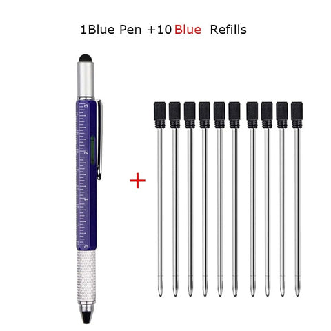 SearchFindOrder 1 Blue10 Blue ink Multifunctional 6-in-1 Precision Pen Screwdriver Ruler Caliper Touchscreen Stylus Level and Ballpoint Pen