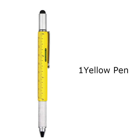 SearchFindOrder 1 Yellow Pen Multifunctional 6-in-1 Precision Pen Screwdriver Ruler Caliper Touchscreen Stylus Level and Ballpoint Pen