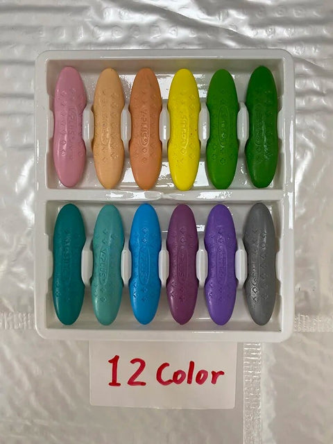 SearchFindOrder 12pcs Kid Safe Colorful Peanut Crayons 24/12pcs Washable Watercolor Sticks