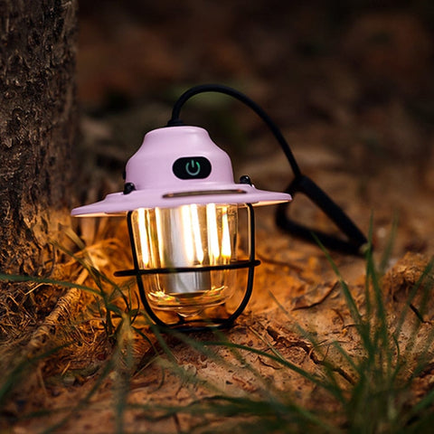 SearchFindOrder 1pc Pink / China USB Rechargeable Camping Lantern Vintage Tent Illuminator