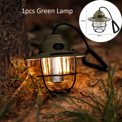 SearchFindOrder 1pc Retro Green Lamp / China USB Rechargeable Camping Lantern Vintage Tent Illuminator