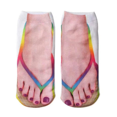 SearchFindOrder 2 Whimsical 3D Print Delight Socks Playful Flip Flop Edition