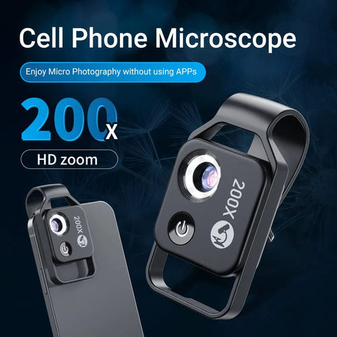 SearchFindOrder 200X Microscope Lens with CPL Mobile LED Guide Light  for iPhone & Samsung