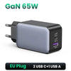 SearchFindOrder 3 Ports GaN 65W EU / CHINA 65W Travel Adapter