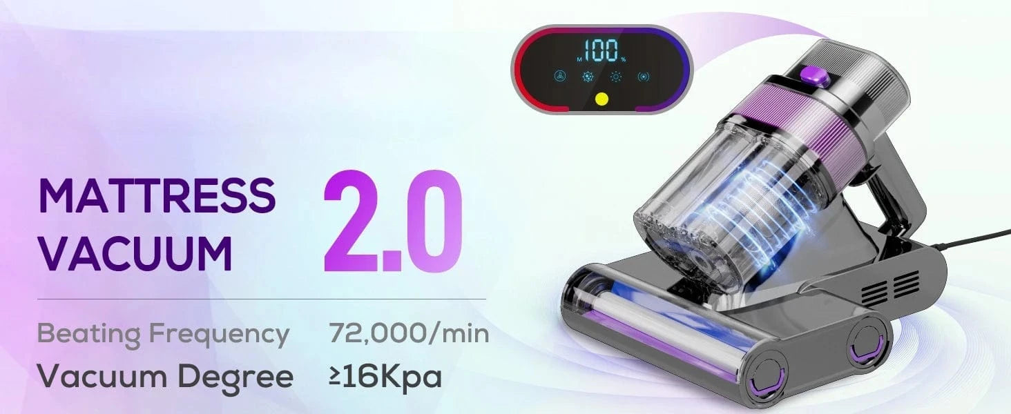 SearchFindOrder 313-smart High-Efficiency UV Mattress Vacuum Cleaner with HEPA Filter, 600W Suction & High-Temperature Drying