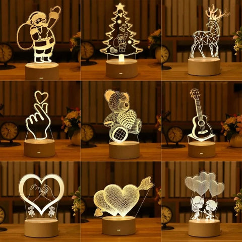 SearchFindOrder 3D Acrylic LED Lamp with Romantic Love Design for Home