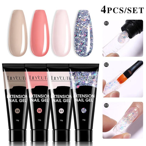 SearchFindOrder 55262-10 Blossom Gel French Elegance Nail Kit 15ml Quick Extension Gel Set Soak Off Formula for DIY Manicures and Nail Art Perfection
