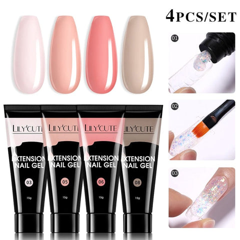 SearchFindOrder 55262-7 Blossom Gel French Elegance Nail Kit 15ml Quick Extension Gel Set Soak Off Formula for DIY Manicures and Nail Art Perfection