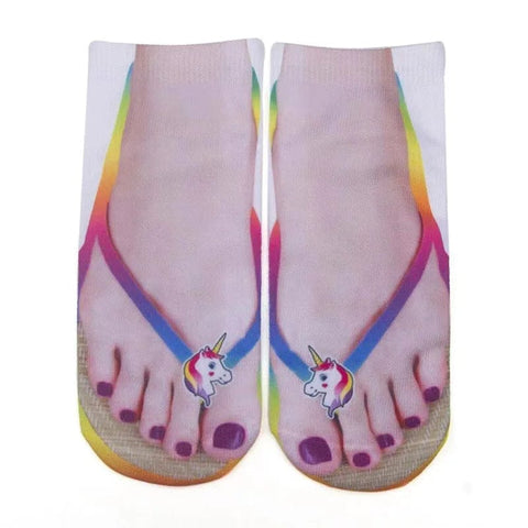 SearchFindOrder 8 Whimsical 3D Print Delight Socks Playful Flip Flop Edition