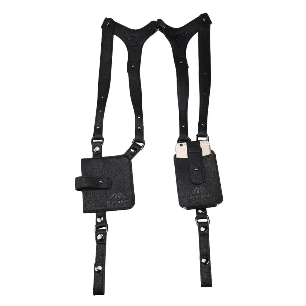 Shoulder Holster Costume Underarm Shoulder Bag Steampunk Double Shoulder Armpit Bag - Retro PU Leather Underarm Phone Holster With Detachable Straps Holster Bag Men Costume Gun Holster