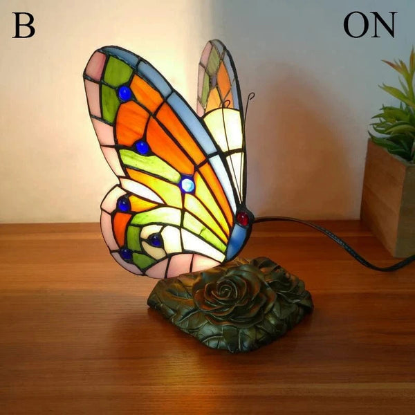 SearchFindOrder B LED Table lamp Tiffany Desk decorate Light Butterfly Stained Glass Creativity Art Bedroom Bedside Study Nightstand NIght Light