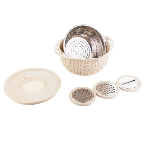 SearchFindOrder Beige 4-in-1 Colander with Mixing Bowl Set