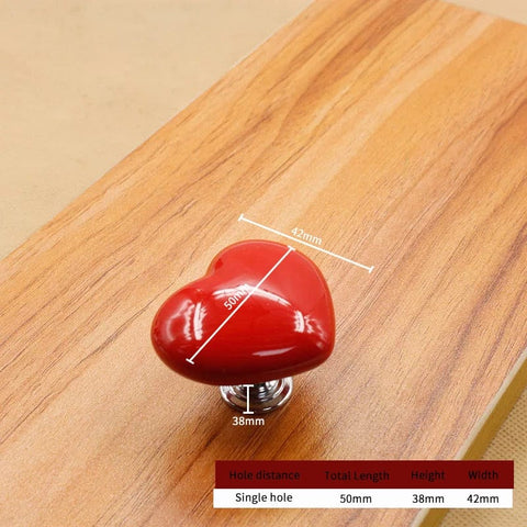 SearchFindOrder Big Red Heartfelt Ceramic Cabinet, Drawer and Toilet Knob A Creative Touch for Your Home, Apartment, or Hotel Furniture