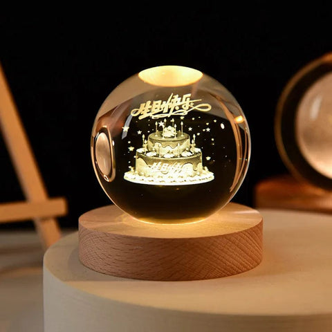 SearchFindOrder Birthday / 6cm with base 3D Crystal Planet Night Light