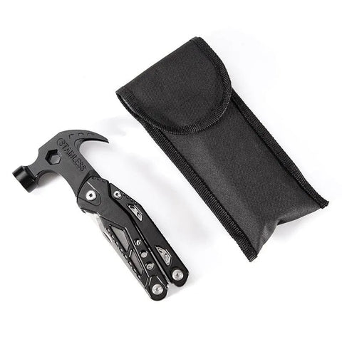 SearchFindOrder Black 14-in-1 MultiTool: Ultimate Hammer and Utility Companion for Home, Camping, and Survival Adventures