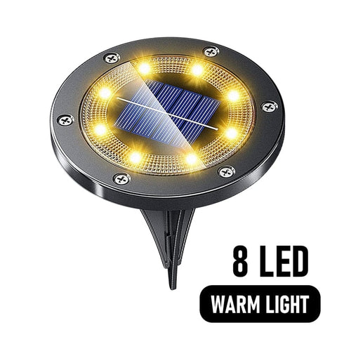 SearchFindOrder Black 8LEDWarmlight / 1 Pc Solar Glow Pathway Brilliance 16/20 LED Underground Solar Disk Lights