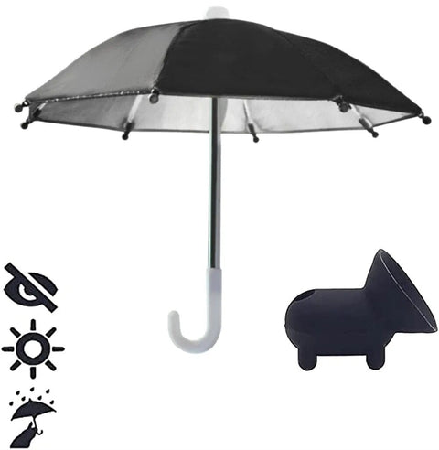 SearchFindOrder Black Phone Shade Innovative Adjustable Umbrella Stand with Powerful Suction Cup for Your Mobile Phone, Featuring a Cute Piggy Design
