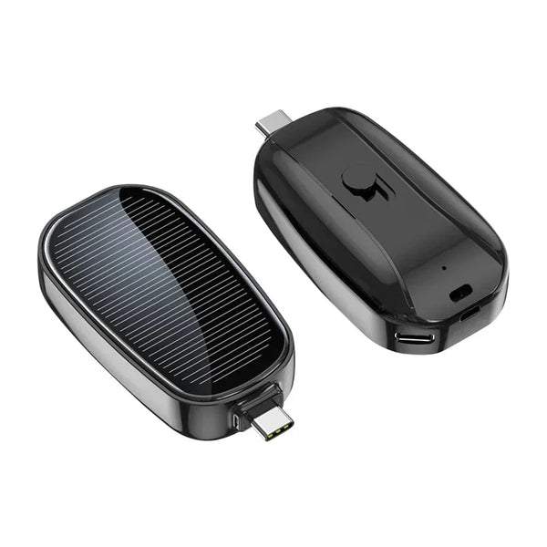 SearchFindOrder Black-Type C / 0-2000mAh Solar Power Bank Mini Portable Charger