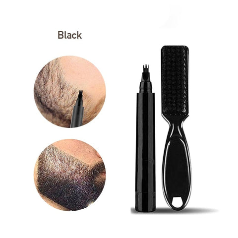 SearchFindOrder Black Waterproof Beard Filler Pencil & Brush Set Manly Tone Beard Craft
