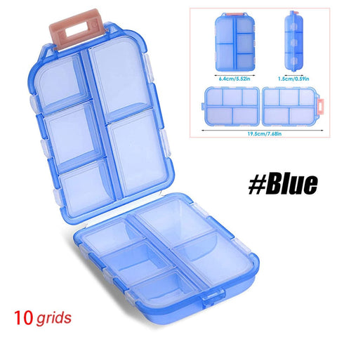 SearchFindOrder Blue - 10 Grids Moisture-Proof Travel Pill Organizer
