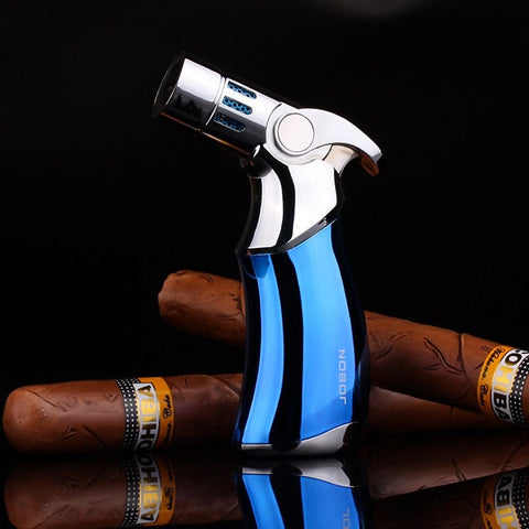 SearchFindOrder Blue Windproof Outdoor Metal Desktop Welding Torch Cigar Lighter