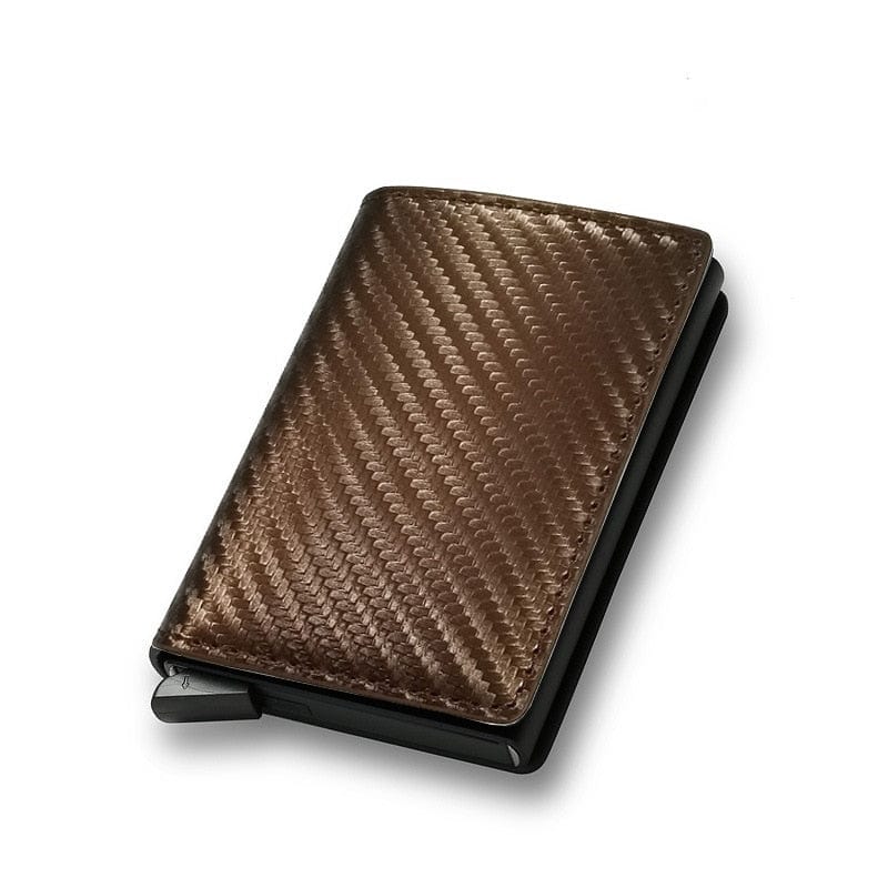 Men's Carbon Fiber Card Holder Wallet - Slim Trifold Leather Mini Wallet With Money Clip (Blue)